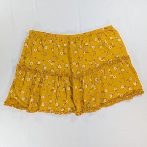 J for Justify Womens Mustard Ruffle Tiered  Mini Skirt Size 2X